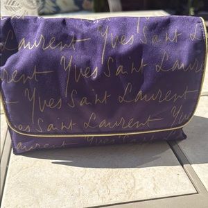 Yves Saint Laurent Purple and Gold Women's Bag cursive YSL logo all over